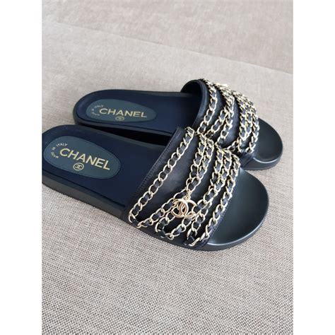 chanel chain slides for sale|chanel suede sandals.